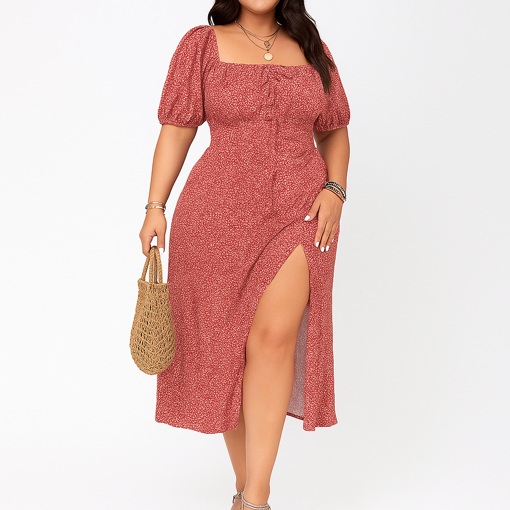 Charm Puff Sleeve Plus Sized Dress™