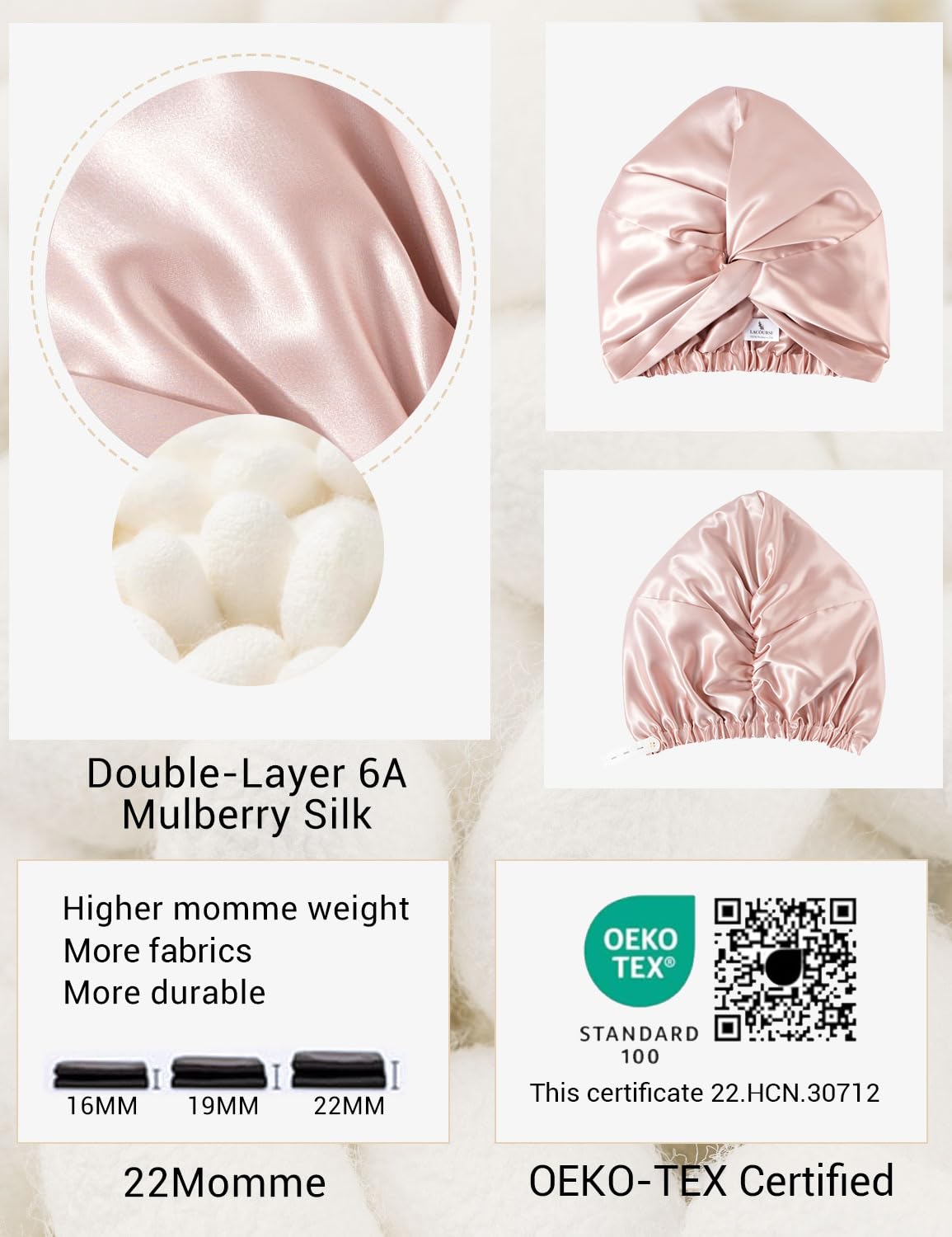 Premium Mulberry Silk Sleep Bonnet Set