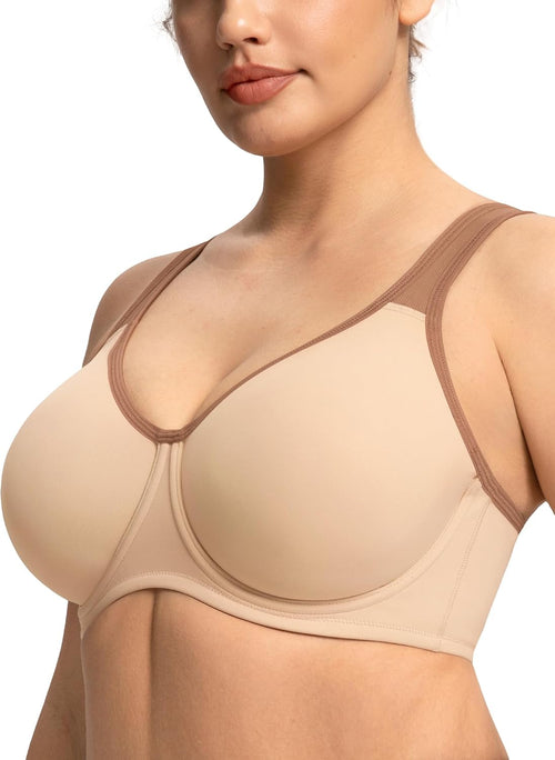 HSIA Sports Bra for Women High Support Large Bust Outside Underwire Adjustable Racerback Unlined Full Coverage Sports Bra