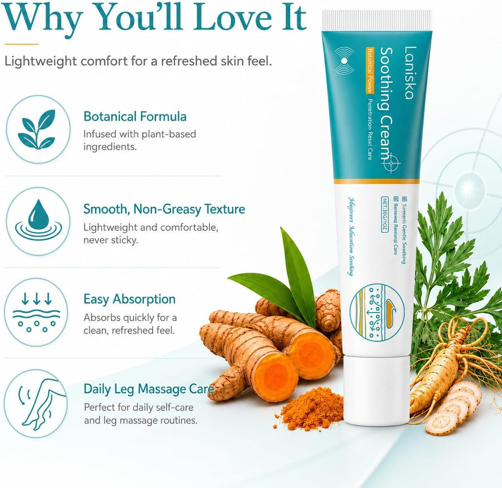 Gentle Herbal Varicose Veins Cream for Legs,Fast-Absorbing Soothing Massage Cream for Daily Skin Care,Non-Greasy Formula,1 oz
