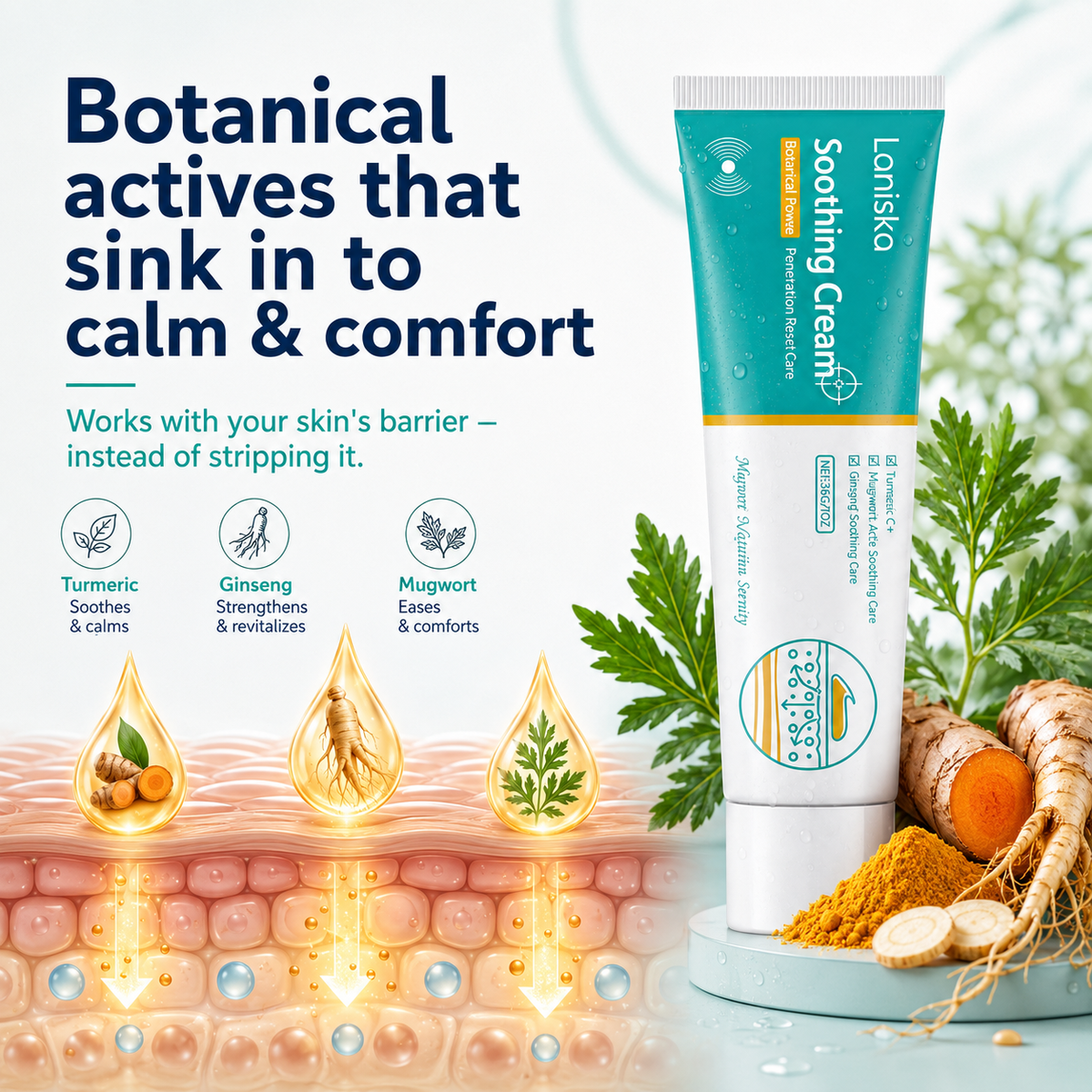 Botanical Soothing Gel with Turmeric, Ginseng & Mugwort