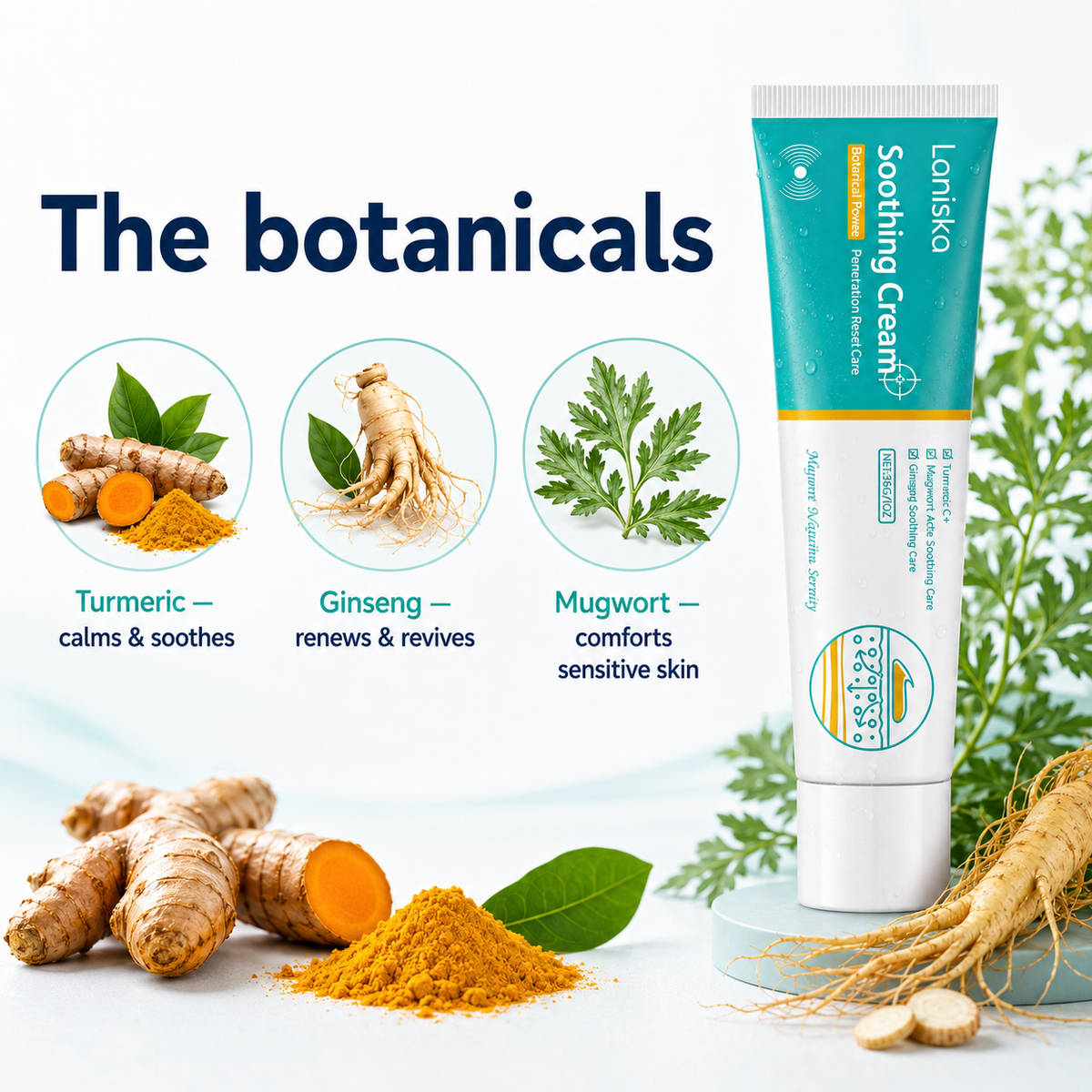 Botanical Soothing Gel with Turmeric, Ginseng & Mugwort