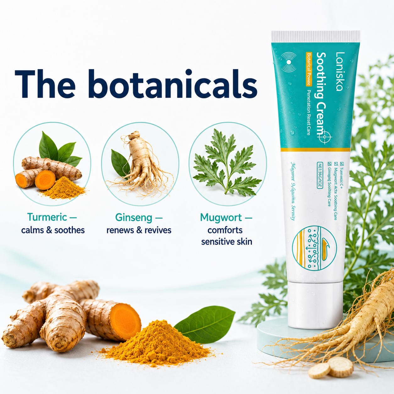 Botanical Soothing Gel with Turmeric, Ginseng & Mugwort