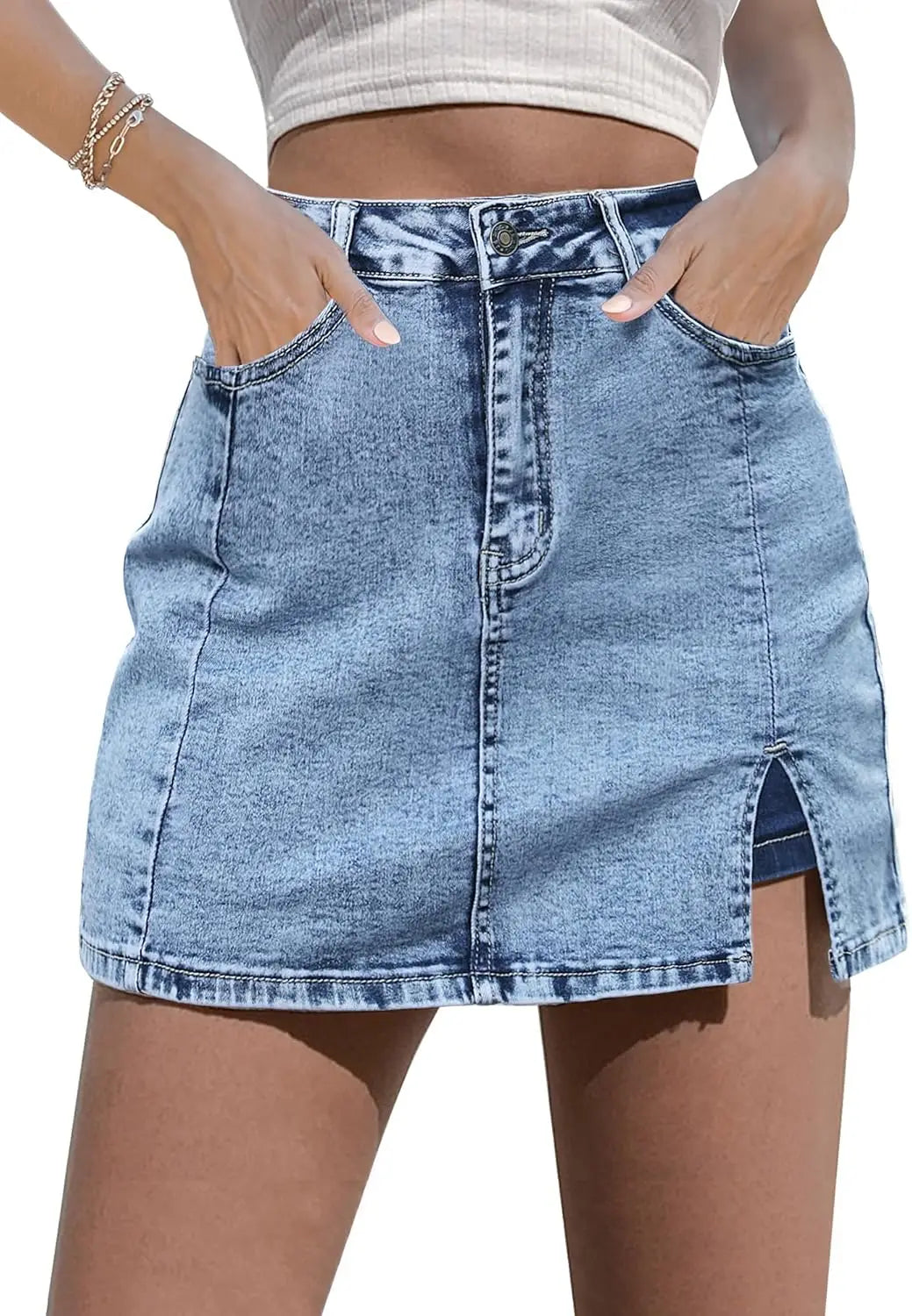 Chic Denim Skort with Side Slit™
