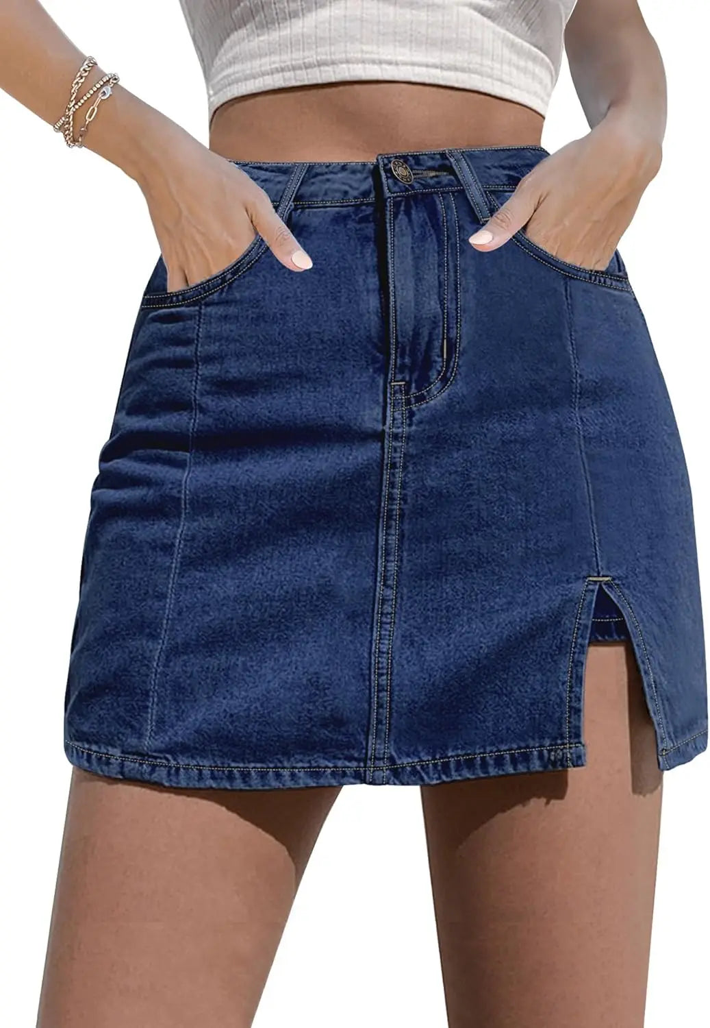Chic Denim Skort with Side Slit™