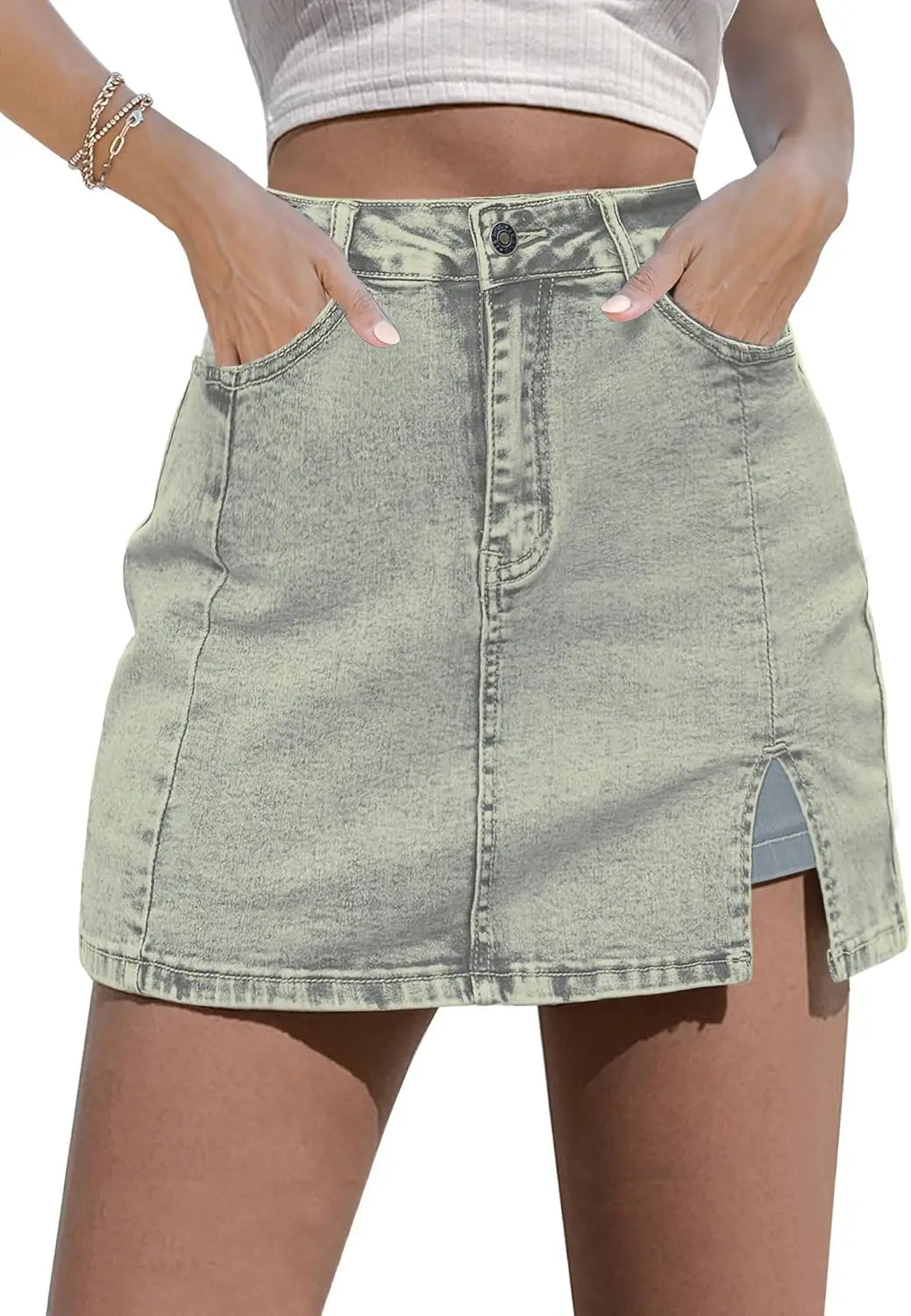 Chic Denim Skort with Side Slit™