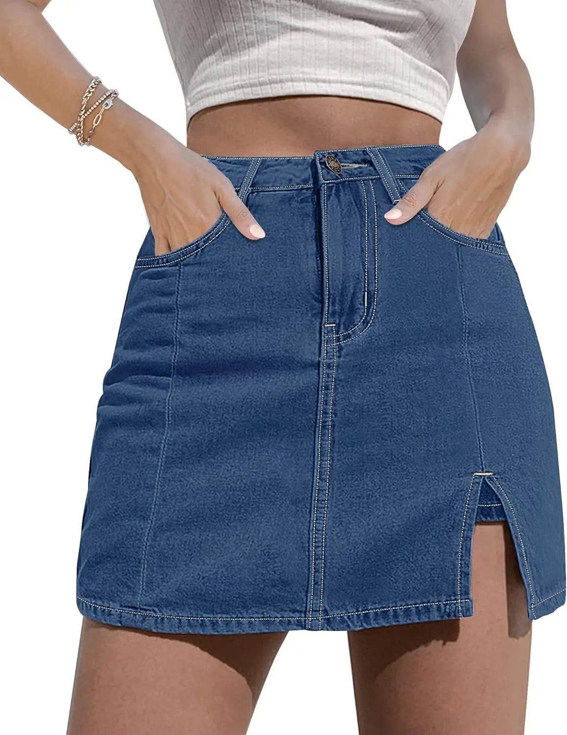 Chic Denim Skort with Side Slit™