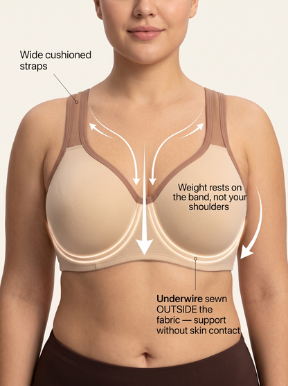 Arcelux High-Support Bra — Real Sizes DD–J