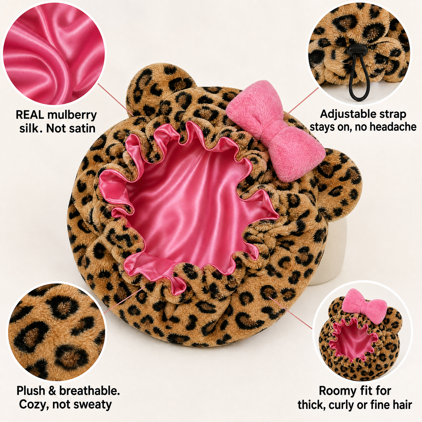 Cloud Bonnet — Real Silk-Lined Plush Hair Bonnet
