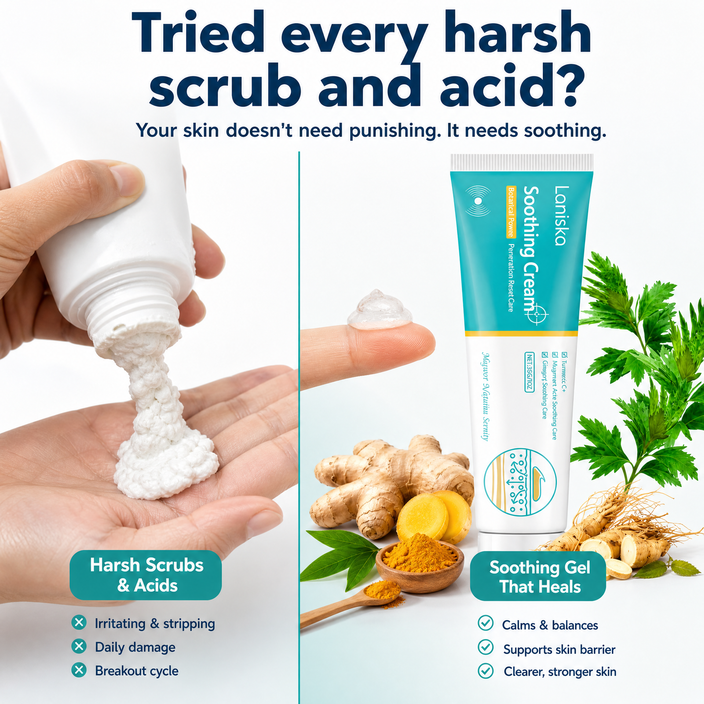 Botanical Soothing Gel with Turmeric, Ginseng & Mugwort